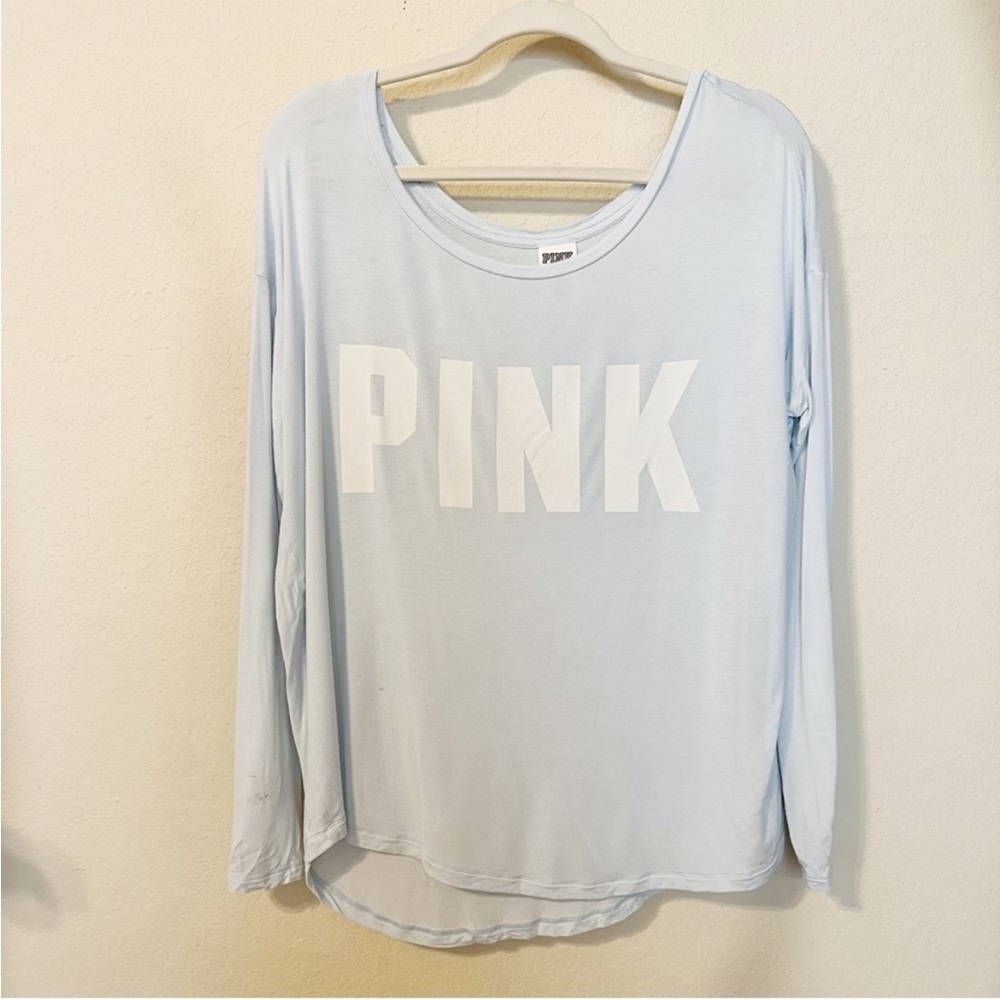 Victoria Secret PINK Light Blue Knit Long Sleeve Top